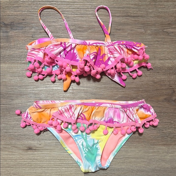 Beach Lingo Pink Pom Pom Bikini Swimsuit - Picture 1 of 7